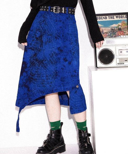 Asymmetric Stitch Dyed Skirt